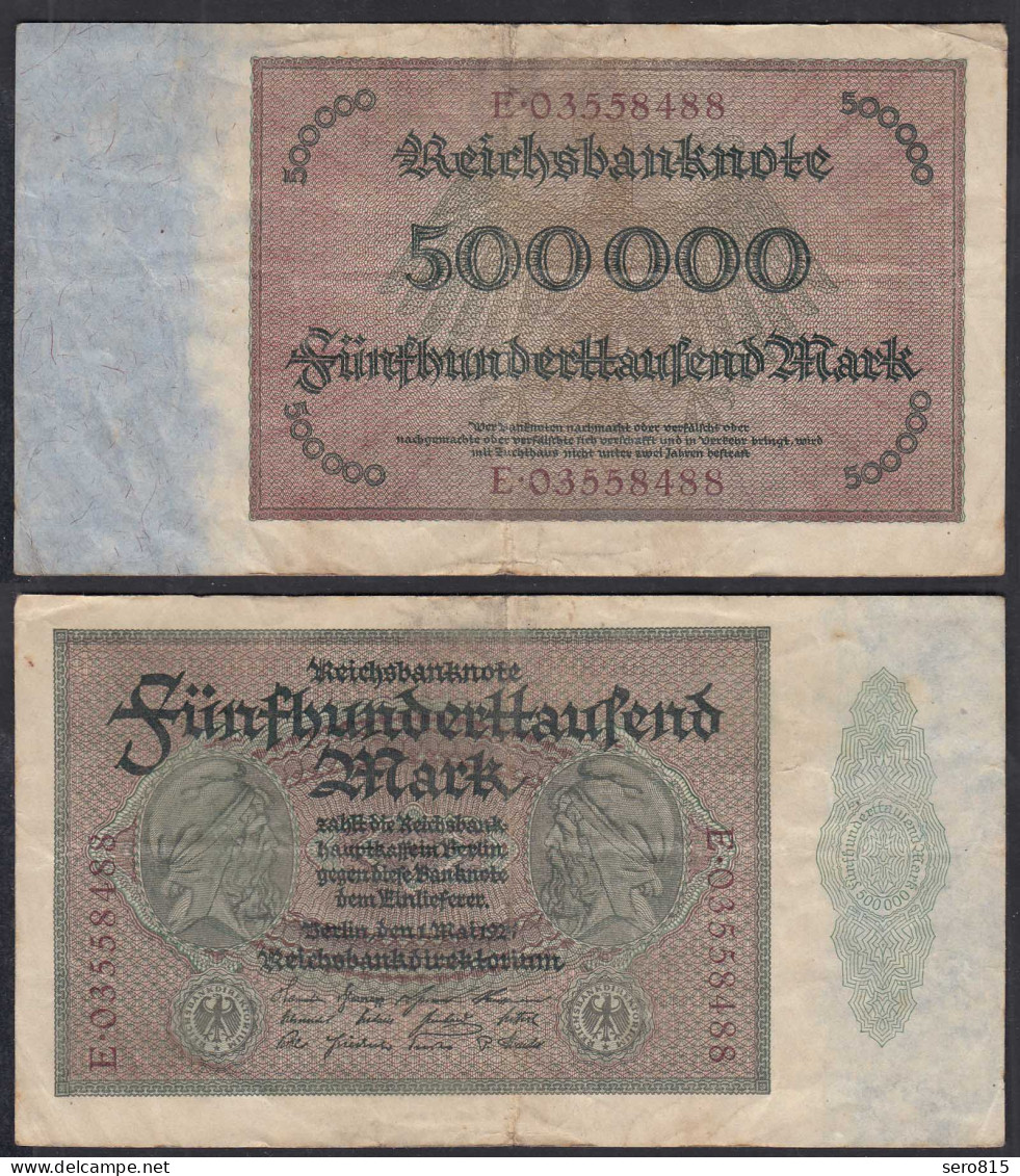 Reichsbanknote -  500 Tausend Mark 1923 Ros 87b F (4) Serie E 4-fach  (27257 - Altri & Non Classificati