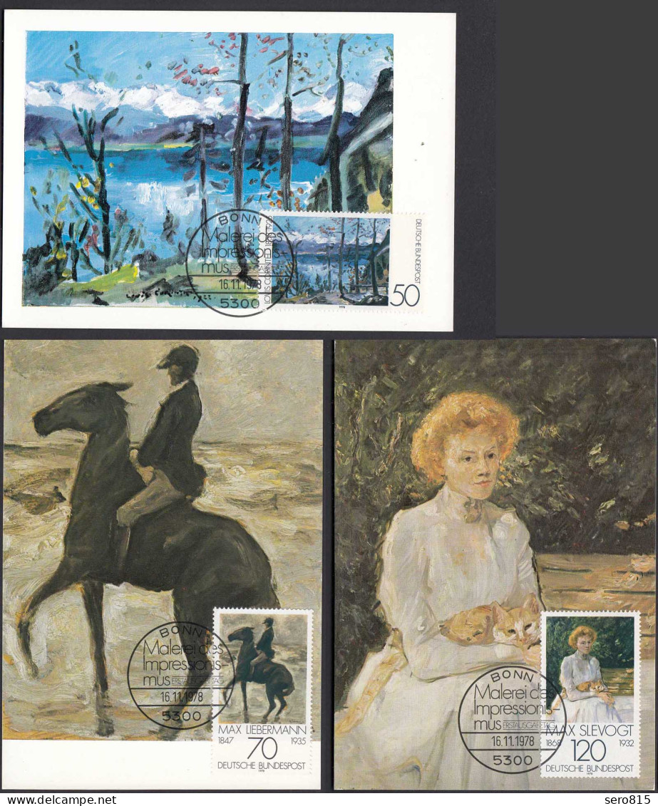 BRD BUND Maximumkarten Mi.986/88 Impressionismus 1978  (25940 - Sonstige & Ohne Zuordnung