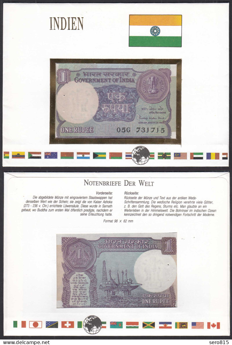 Indien 1 Rupee Banknotenbrief Der Welt UNC    (31117 - Altri – Asia