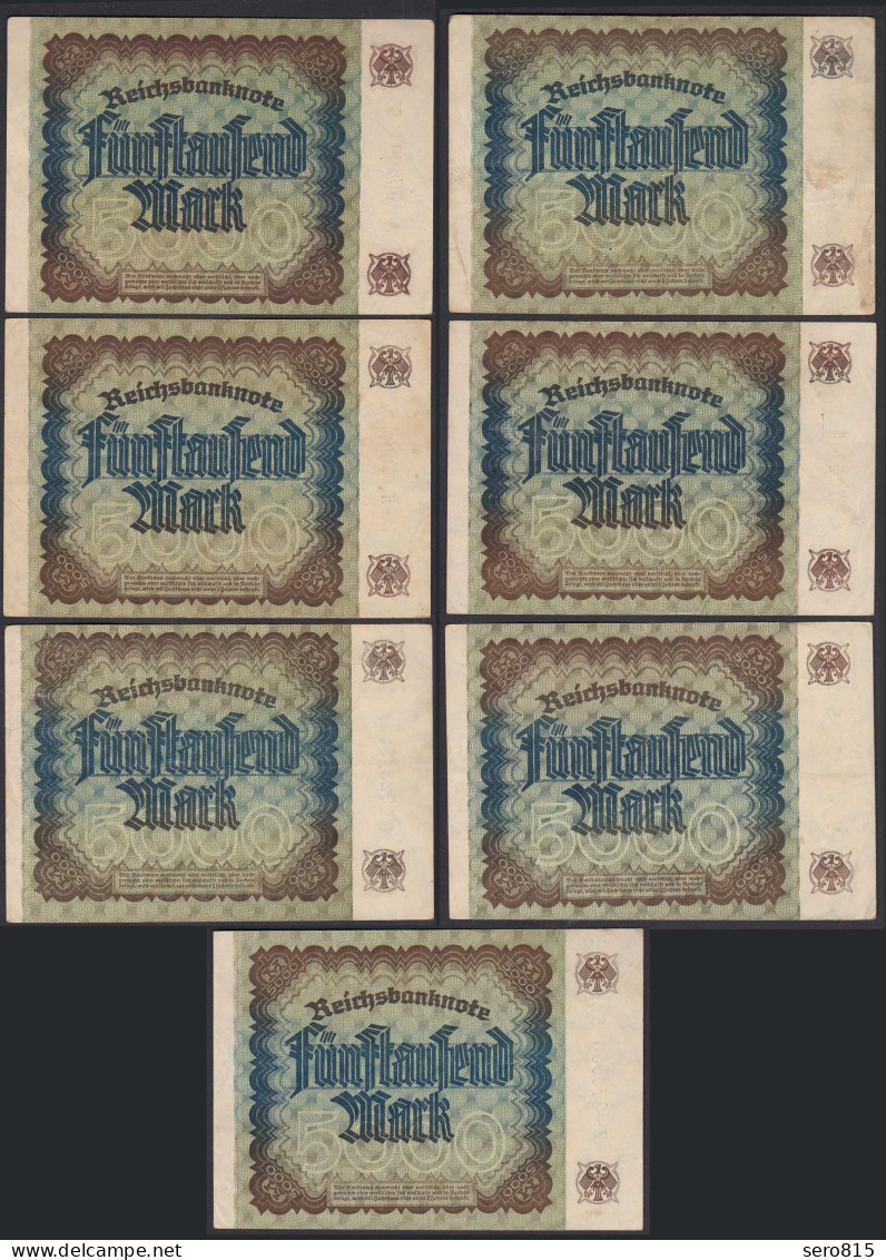 7 Stück á 5000 Mark 1922 Ro 80a Pick 81 FZ: S Verschiedene Serien    (28223 - Other & Unclassified