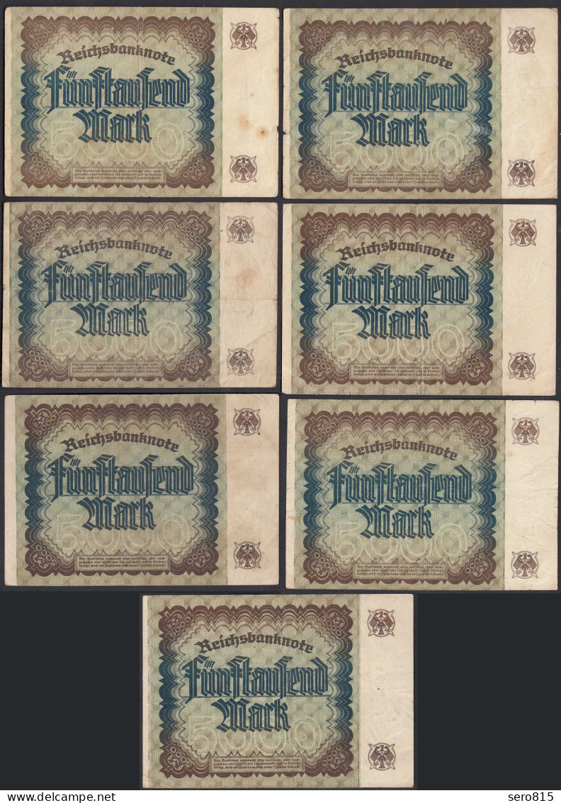 7 Stück á 5000 Mark 1922 Ro 80a Pick 81 FZ: C Verschiedene Serien    (28220 - Sonstige & Ohne Zuordnung