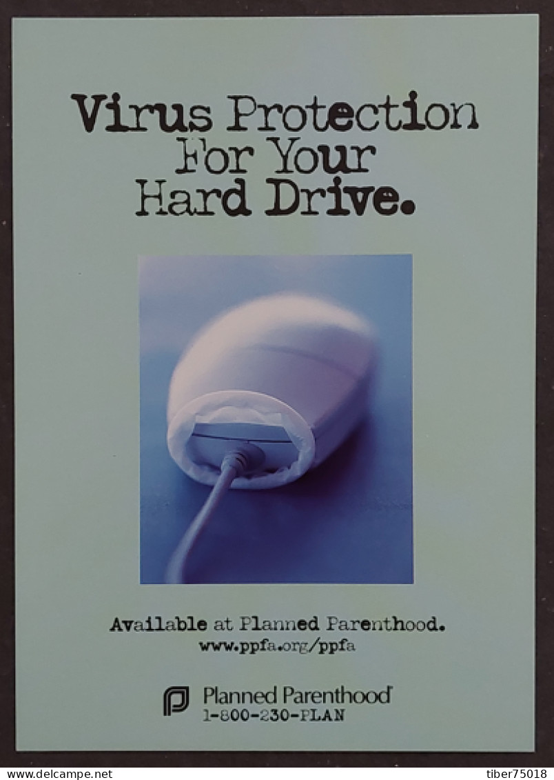 Carte Postale (Tower Records) Virus Protection For Your Hard Drive (préservatif Sur Une Souris D'ordinateur) - Publicidad