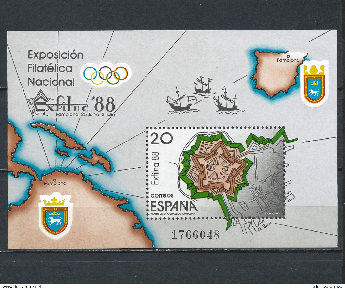 ESPAÑA 1988 — Hoja Bloque EXFILNA 88 ** EDI 2956, Yt BF38, Mi BL32, Sc 2562 - Blokken & Velletjes