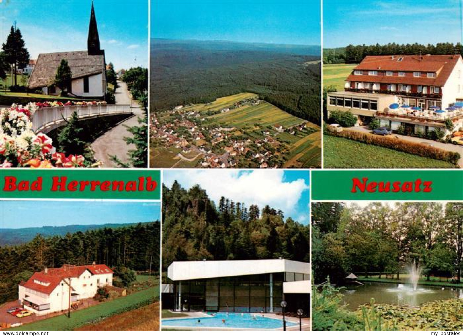 73895628 Neusatz Bad Herrenalb Blick Zur Kirche Hotel Gasthof Parkanlagen Teich  - Bad Herrenalb