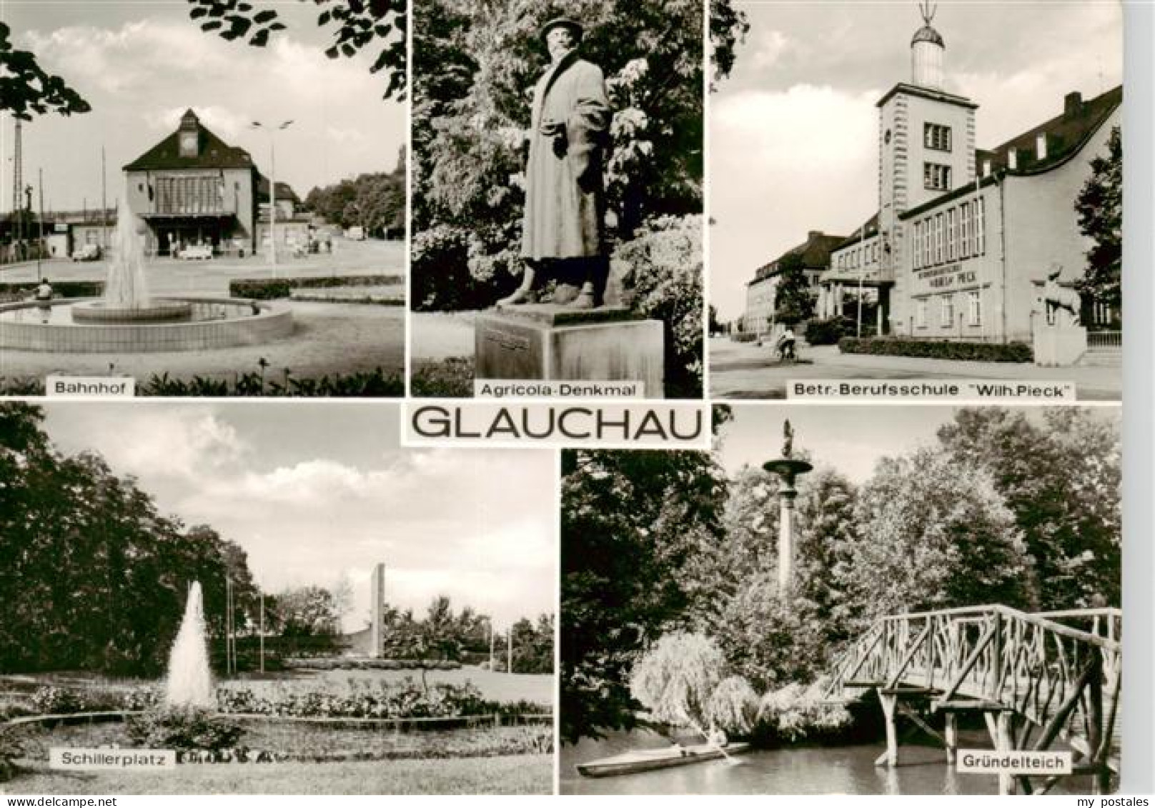 73895627 Glauchau Bahnhof Schillerplatz Agricola-Denkmal Berufsschule Wilhelm Pi - Glauchau