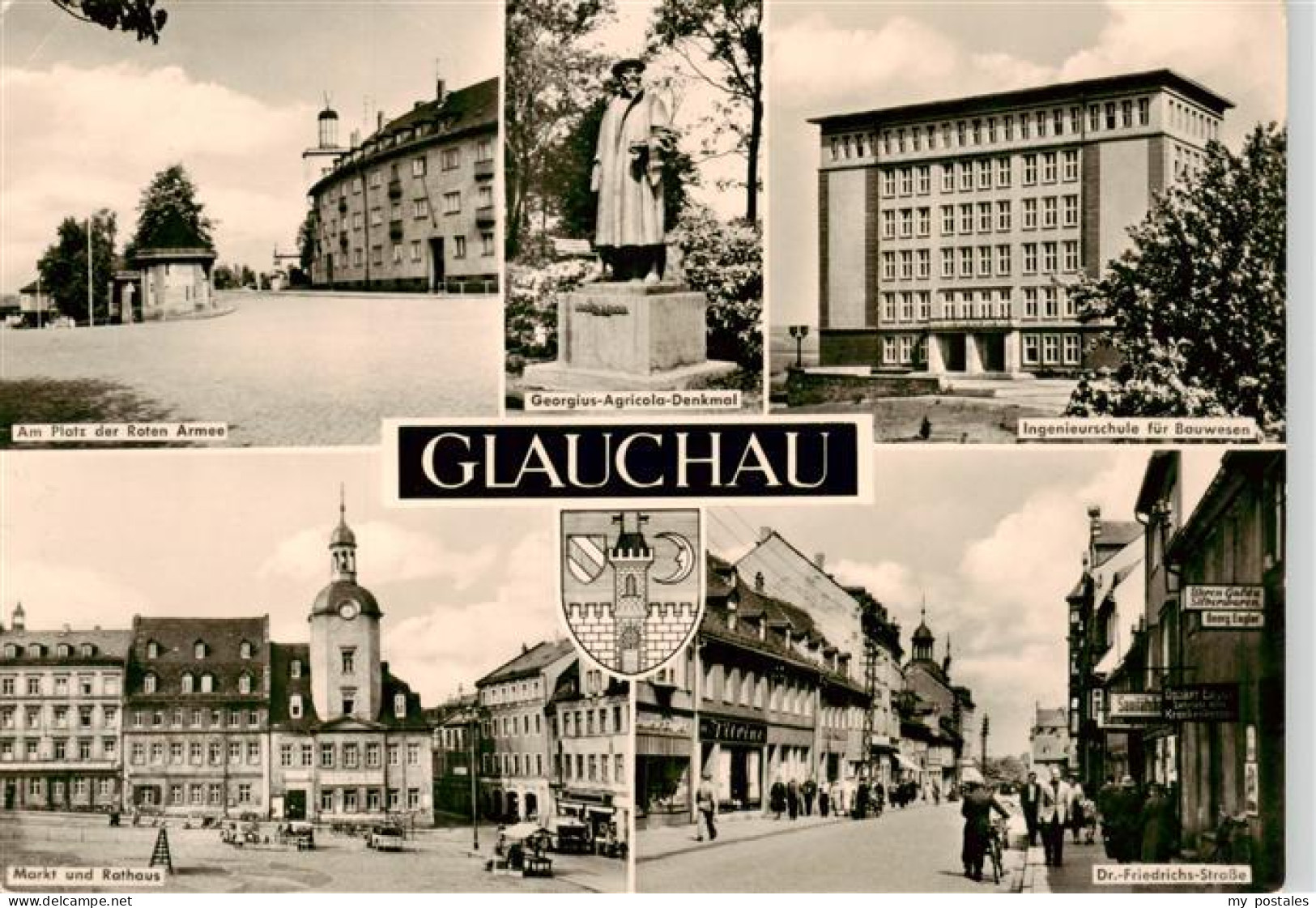 73895625 Glauchau Platz Der Roten Armee Georgius-Agricola-Denkmal Markt Rathaus  - Glauchau