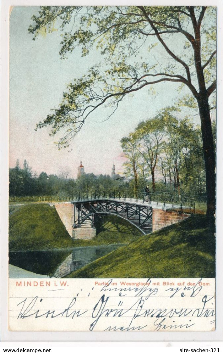 AK 1904 Weserglacis-Brücke Nach Dom Minden - Minden