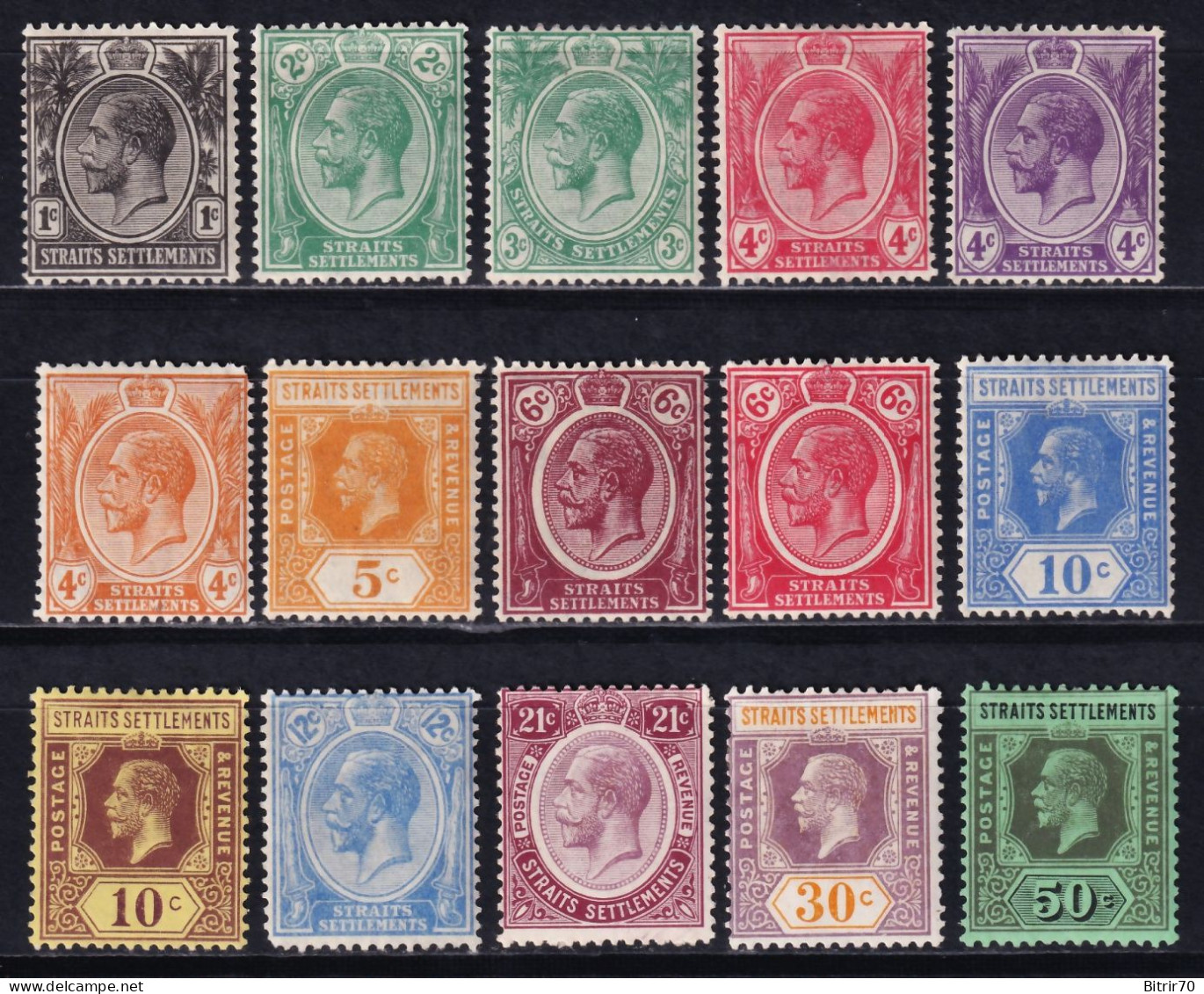 Straits Settlements, 1921-32 Distintos Valores, MH. - Straits Settlements