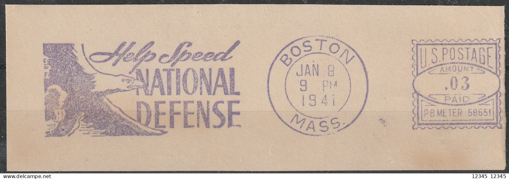 U.S.A. 1941, Stamped Boston, HELP SPEED NATIONAL DEFENSE - Cartas & Documentos