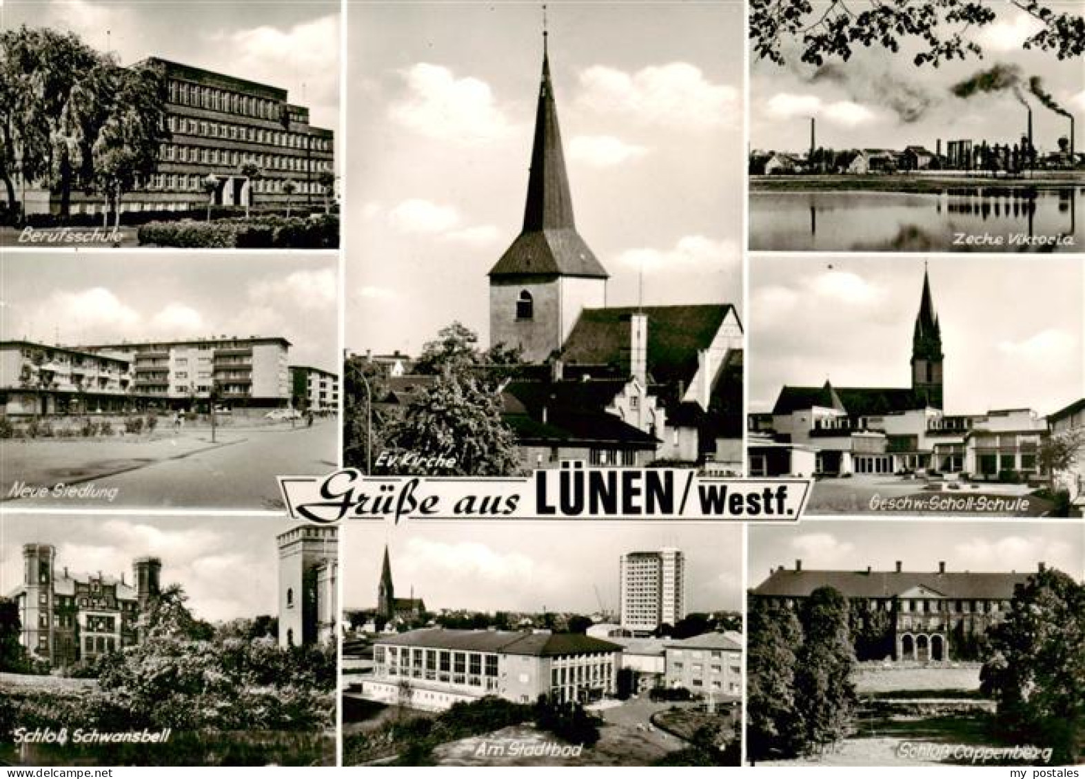 73895343 Luenen Berufsschule Neue Siedlung Schloss Schwansbell Ev Kirche Am Stad - Lünen