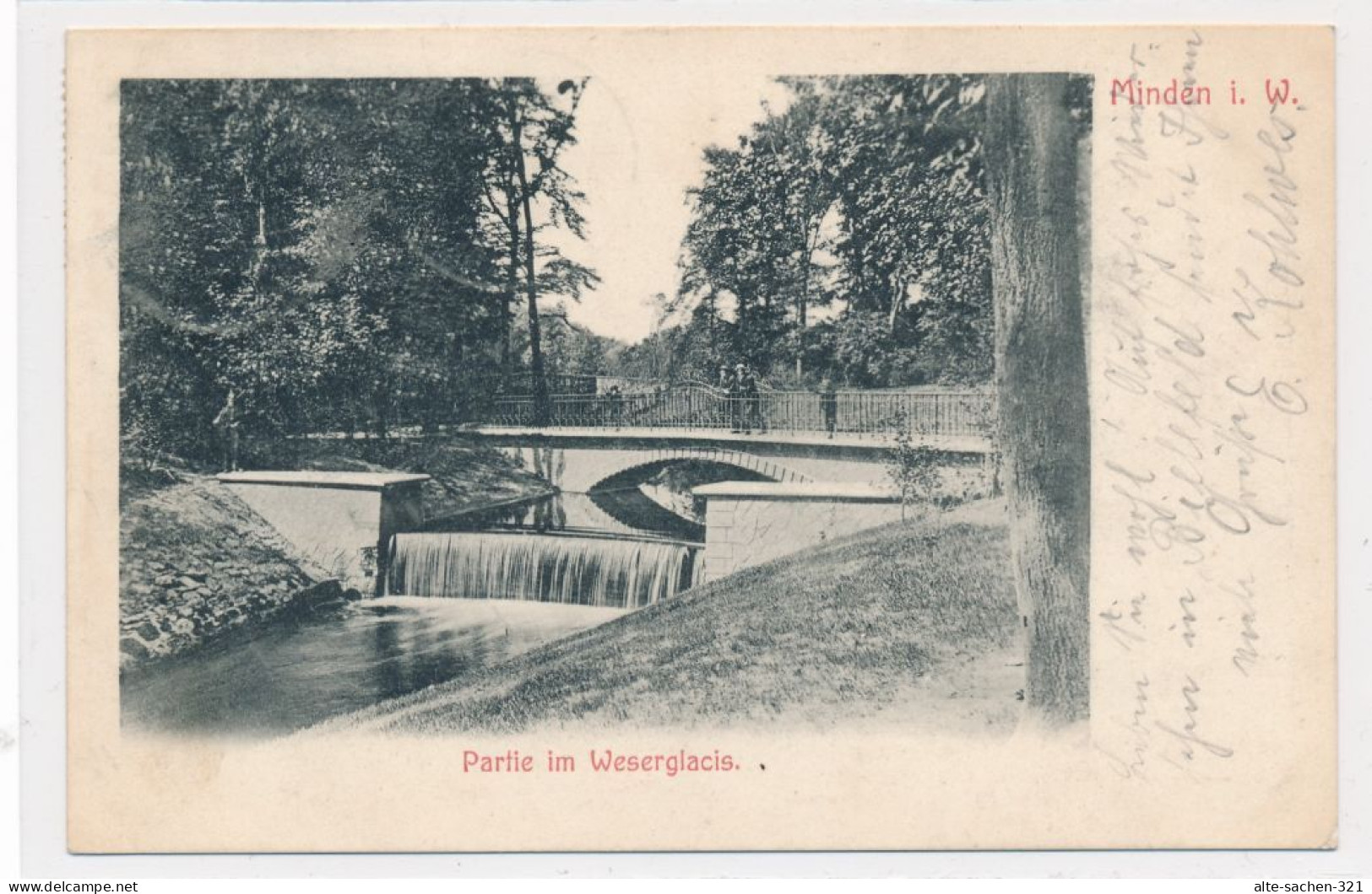 AK Um 1915 Weserglacis-Wasserfall Minden - Minden