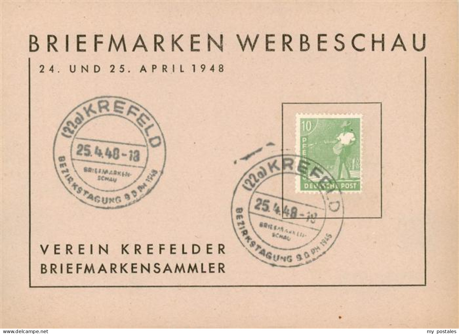 73895316 Krefeld Crefeld Briefmarken Werbeschau 1948  - Krefeld