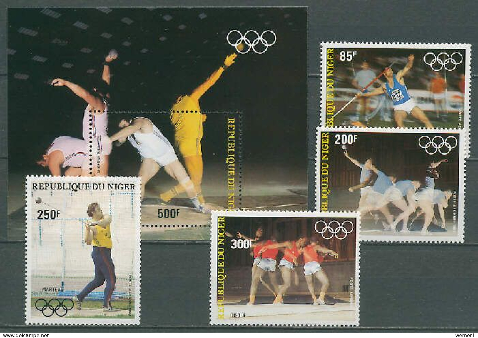 Niger 1983 Olympic Games Los Angeles, Athletics, Javelin Set Of 4 + S/s MNH - Sommer 1984: Los Angeles