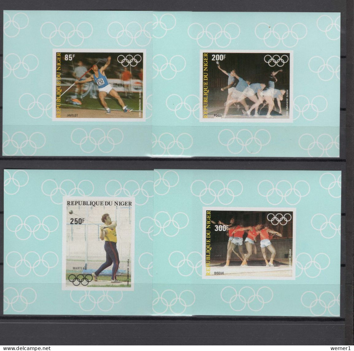 Niger 1983 Olympic Games Los Angeles, Athletics, Set Of 4 S/s Imperf. MNH -scarce- - Sommer 1984: Los Angeles