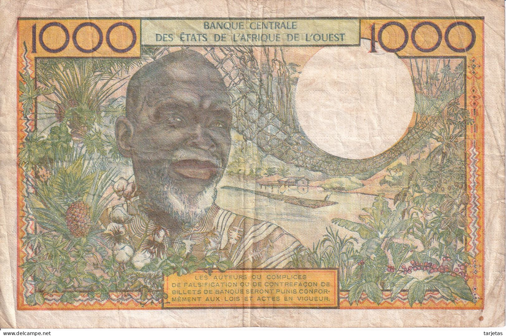 BILLETE DE COSTA DE MARFIL DE 1000 FRANCS DEL AÑO 1959-65  (BANK NOTE) - Elfenbeinküste (Côte D'Ivoire)