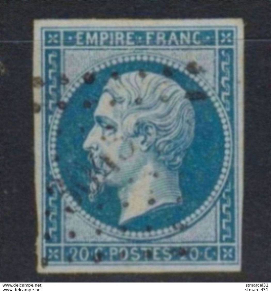 TIMBRE SIGNE TBE/LUXE N°14Ba Bleu Sur Vert  Signé Scheller - 1853-1860 Napoleone III