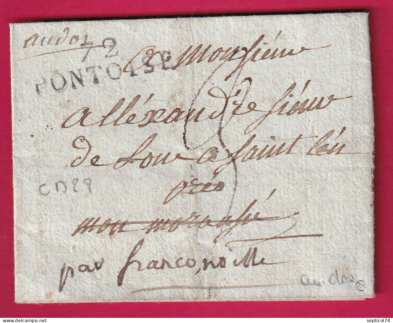 DEBOURSE MANUSCRIT ENGHEINS SEINE ET OISE BONNE POUR ST LEU INDICE 17 DEPART PONTOISE 1815 LETTRE - 1701-1800: Precursors XVIII