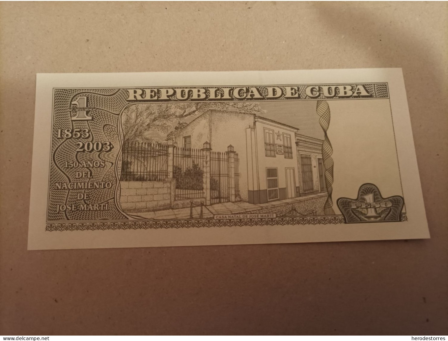 Billete De Cuba De 1 Peso, Año 2003, Conmemorativo 150 Aniversario, UNC - Kuba