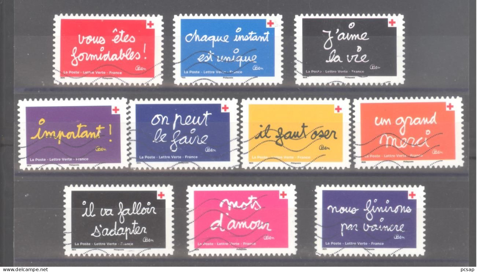 France Autoadhésifs Oblitérés N°1979/1988 (Croix Rouge - On Peut Le Faire) (lignes Ondulées) - Used Stamps