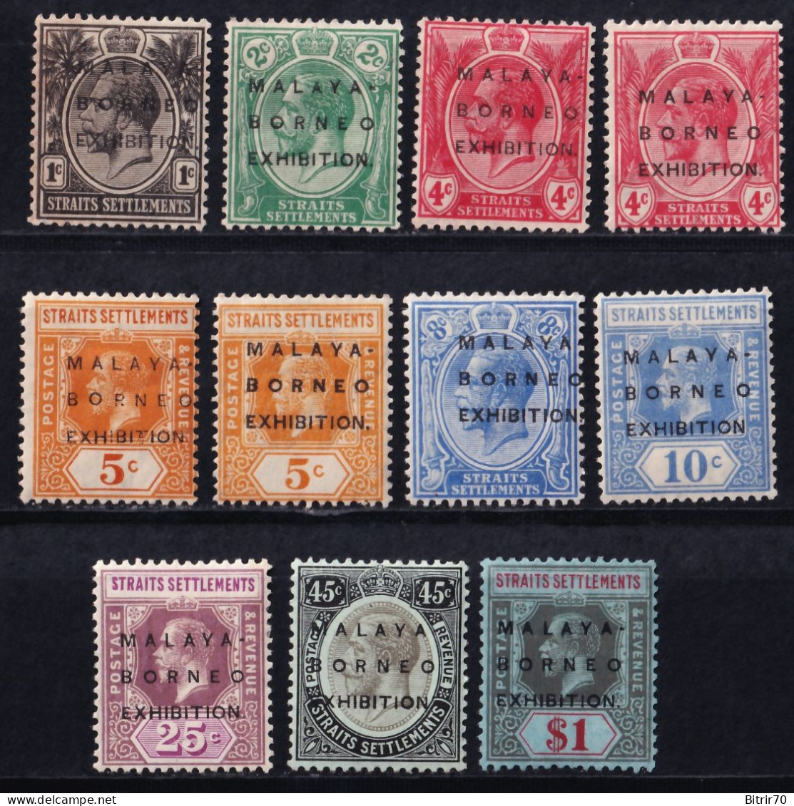 Straits Settlements, 1922 Y&T. 186, 188, 189, 190, 191, 192, 193, 194, 195, 196, 198,  MH. - Straits Settlements