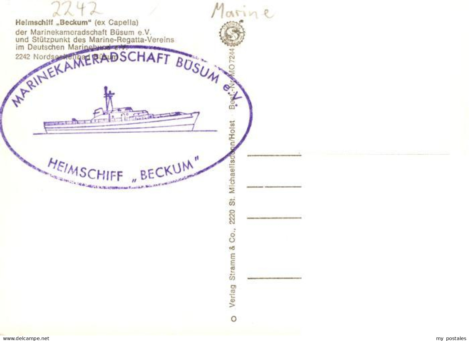 73895110 Buesum Nordseebad Marinekameradschaft Buesum Gastraeume Heimschiff Beck - Büsum