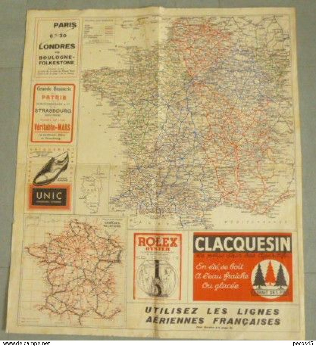 Carte Des Chemins De Fer : France + Europe... +- 1930. - Mapas Geográficas