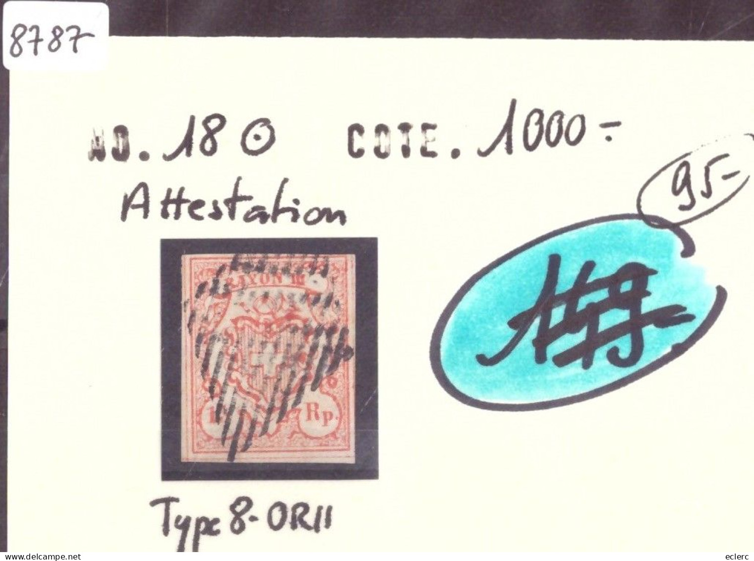 No SBK 18 Obliteré - ATTESTATION BOSSERT - VOIR LES IMAGES POUR LES DETAILS - COTE: 1000.- - 1843-1852 Timbres Cantonaux Et  Fédéraux