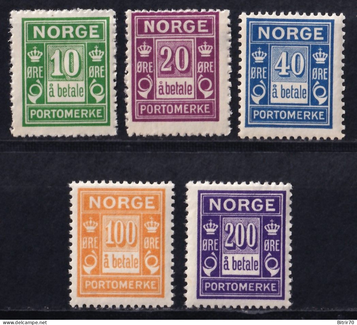 Noruega, 1923-24  1922 Y&T. 8, 9, 10, 11, 12, MNH. - Ungebraucht
