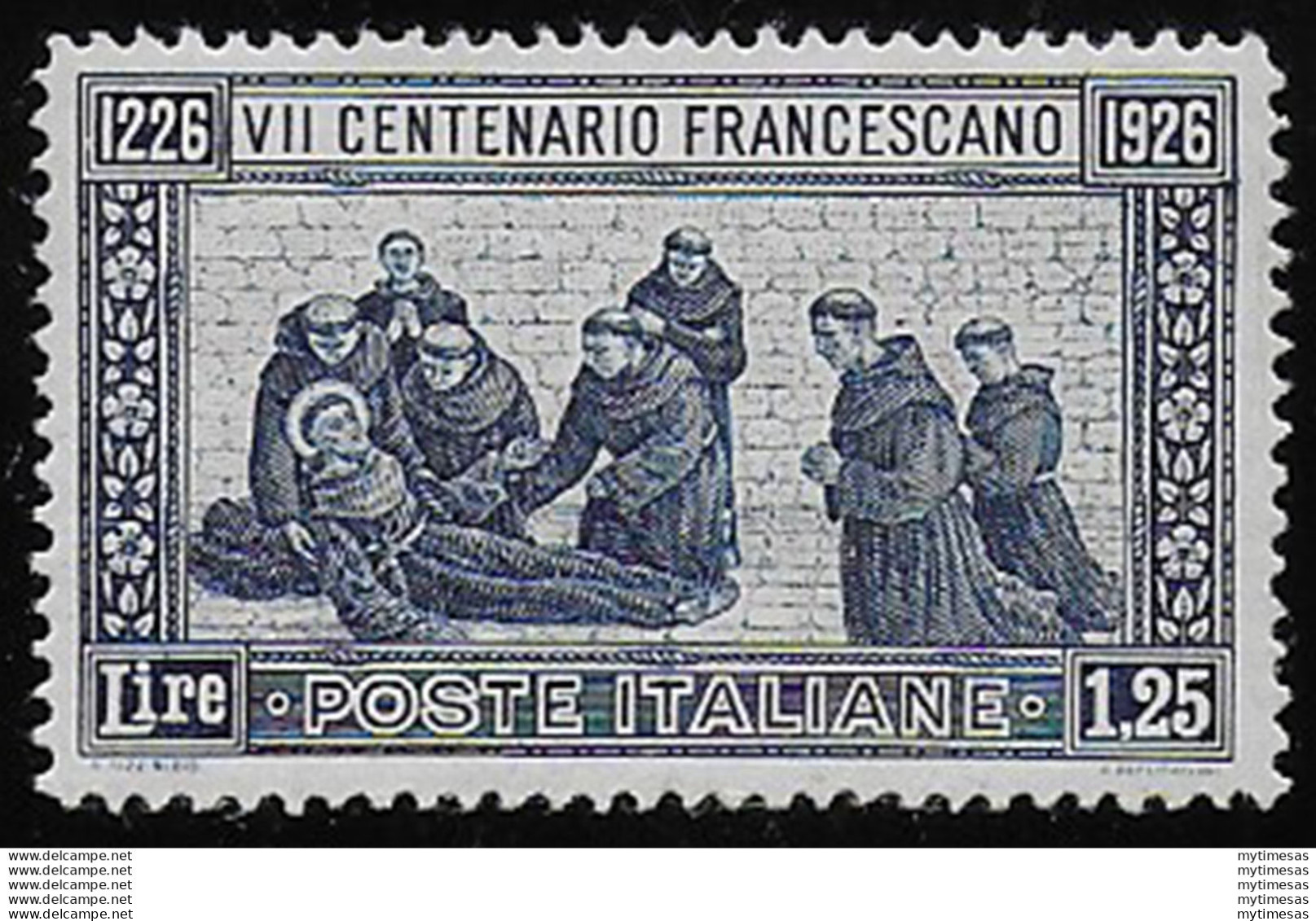 1926 Italia San Francesco Lire 1,25 Perf. 13½ MNH Sassone N. 196 - Otros & Sin Clasificación