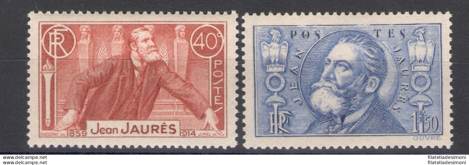 1936 FRANCIA   - N° 318/19 Anniversario Morte Jean Jaurès 2 Valori -  MNH** - Altri & Non Classificati