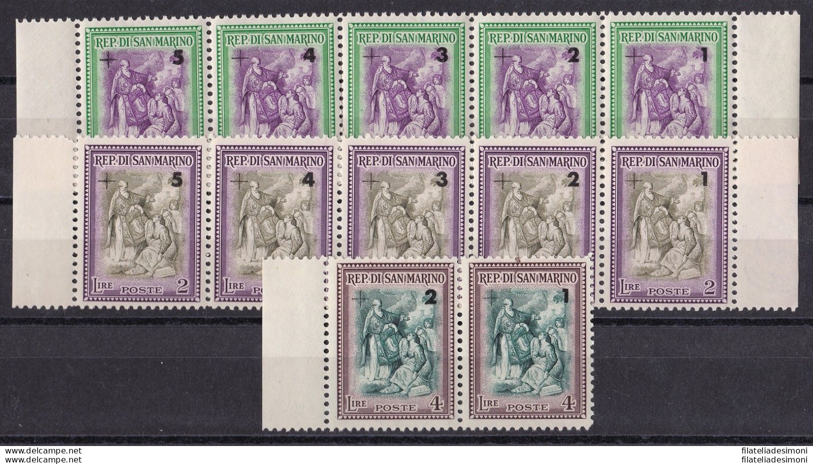 1947 SAN MARINO, N° 318/329 Beneficenza 12 Valori In Strisce MNH/** - Other & Unclassified