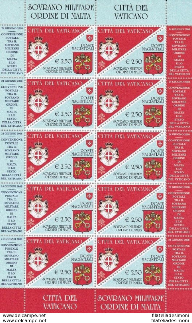 2008 SMOM - N° 927 Minifoglio Di 10 MNH/** - Malta (Orden Von)