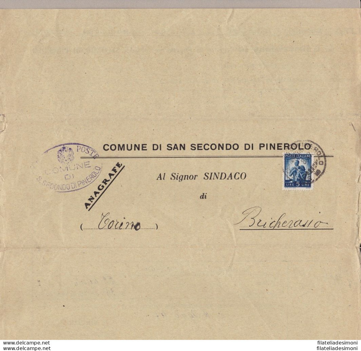 1947  Manoscritto Con Il Segnatasse Da Lire 2 In Coppia+ Valori Democratica - Stamped Stationery