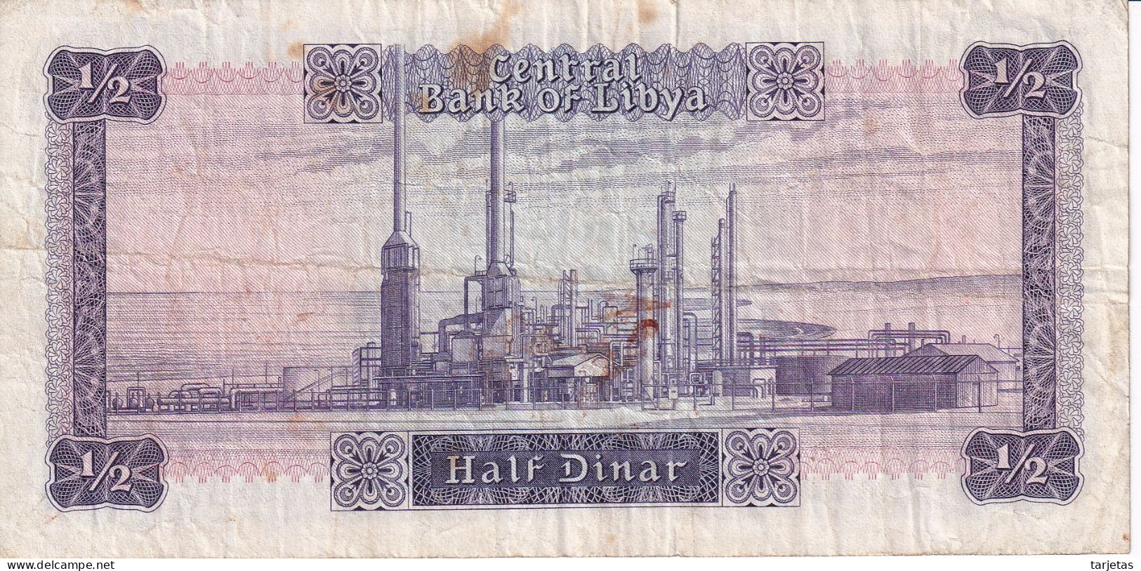BILLETE DE LIBIA DE 1/2 DINAR DEL AÑO 1972  (BANKNOTE) - Libyen