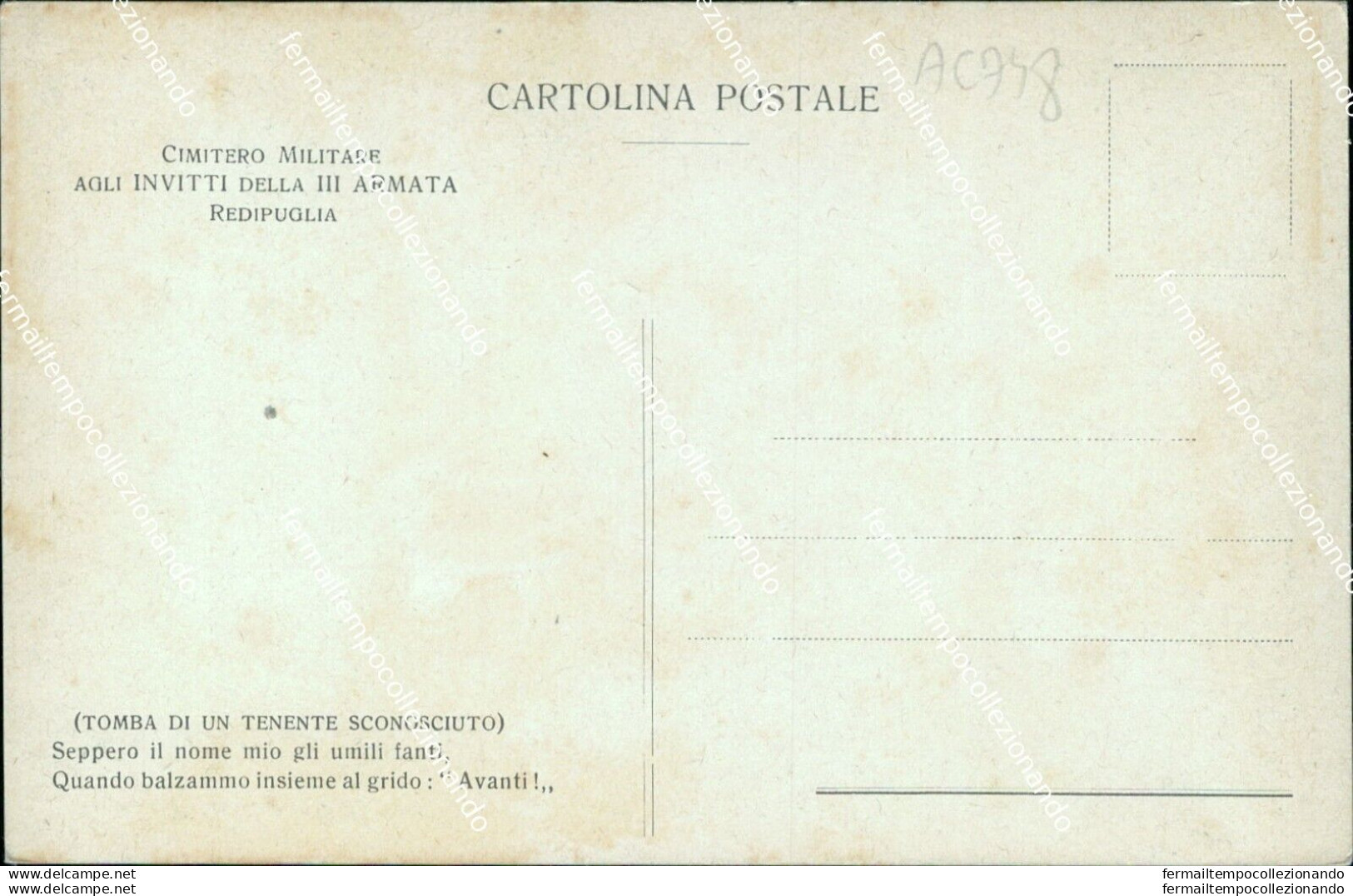 Ac748 Cartolina Redipuglia Cimitero Militare Gorizia - Gorizia