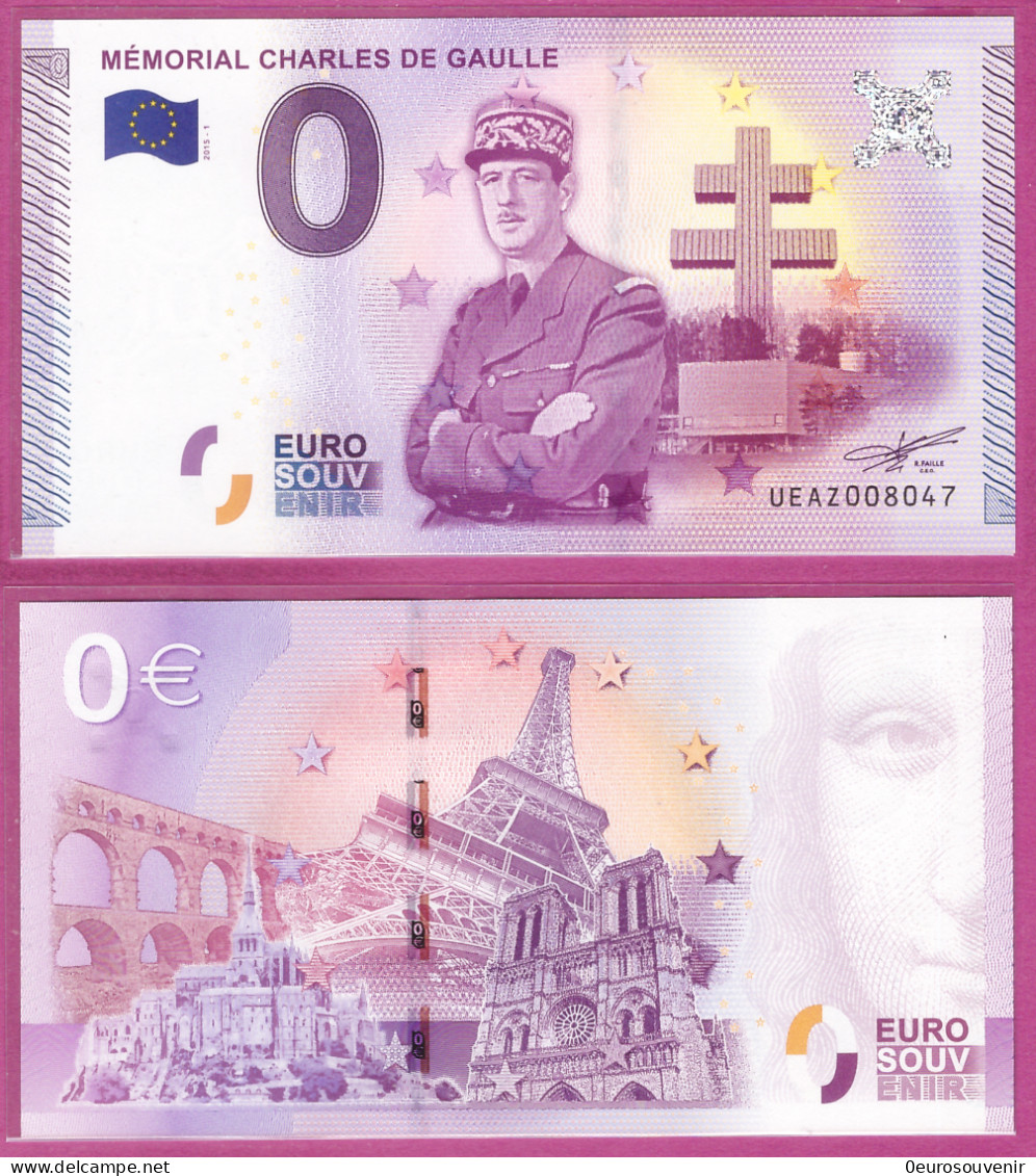 0-Euro UEAZ 2015-1 MÉMORIAL CHARLES DE GAULLE - Essais Privés / Non-officiels