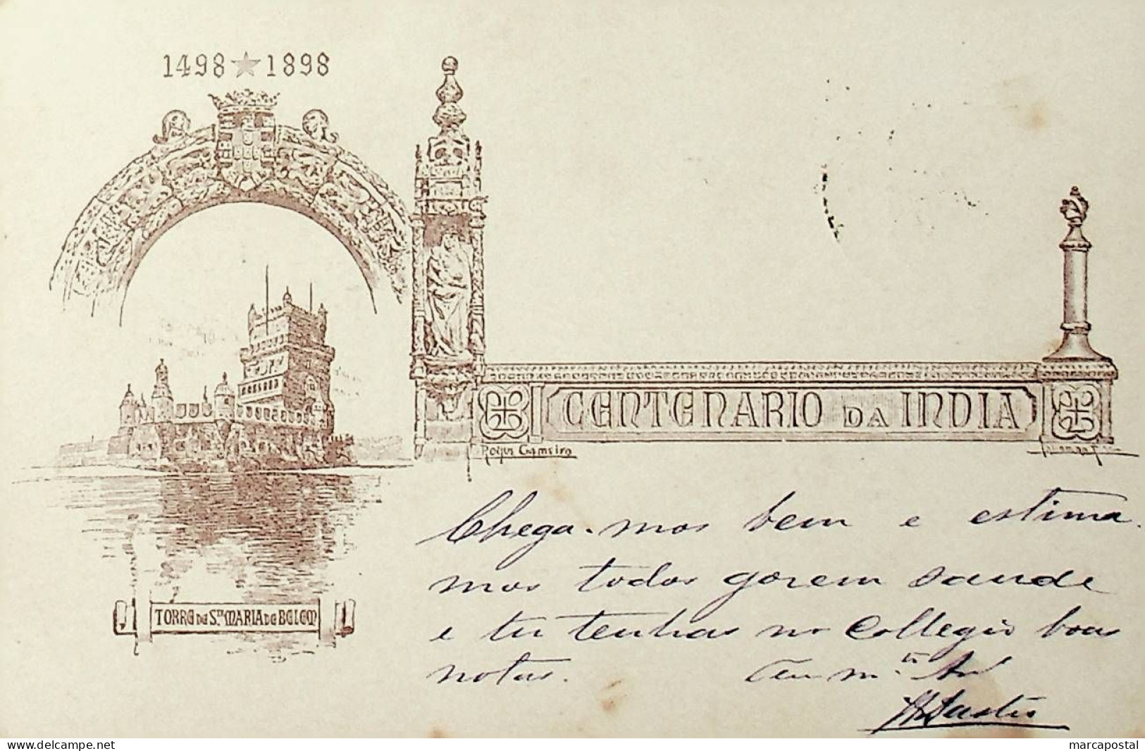 1898 Portugal Bilhete Postal Inteiro IV Centenário Da Índia 20 R. Enviado De Vouzela Para O Porto - Entiers Postaux