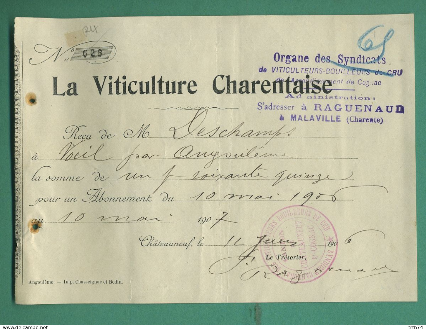 16 Chateauneuf Cognac Malaville La Viticulture Charentaise Syndicats De Viticulteur Bouilleurs De Cru 1906 - Landbouw