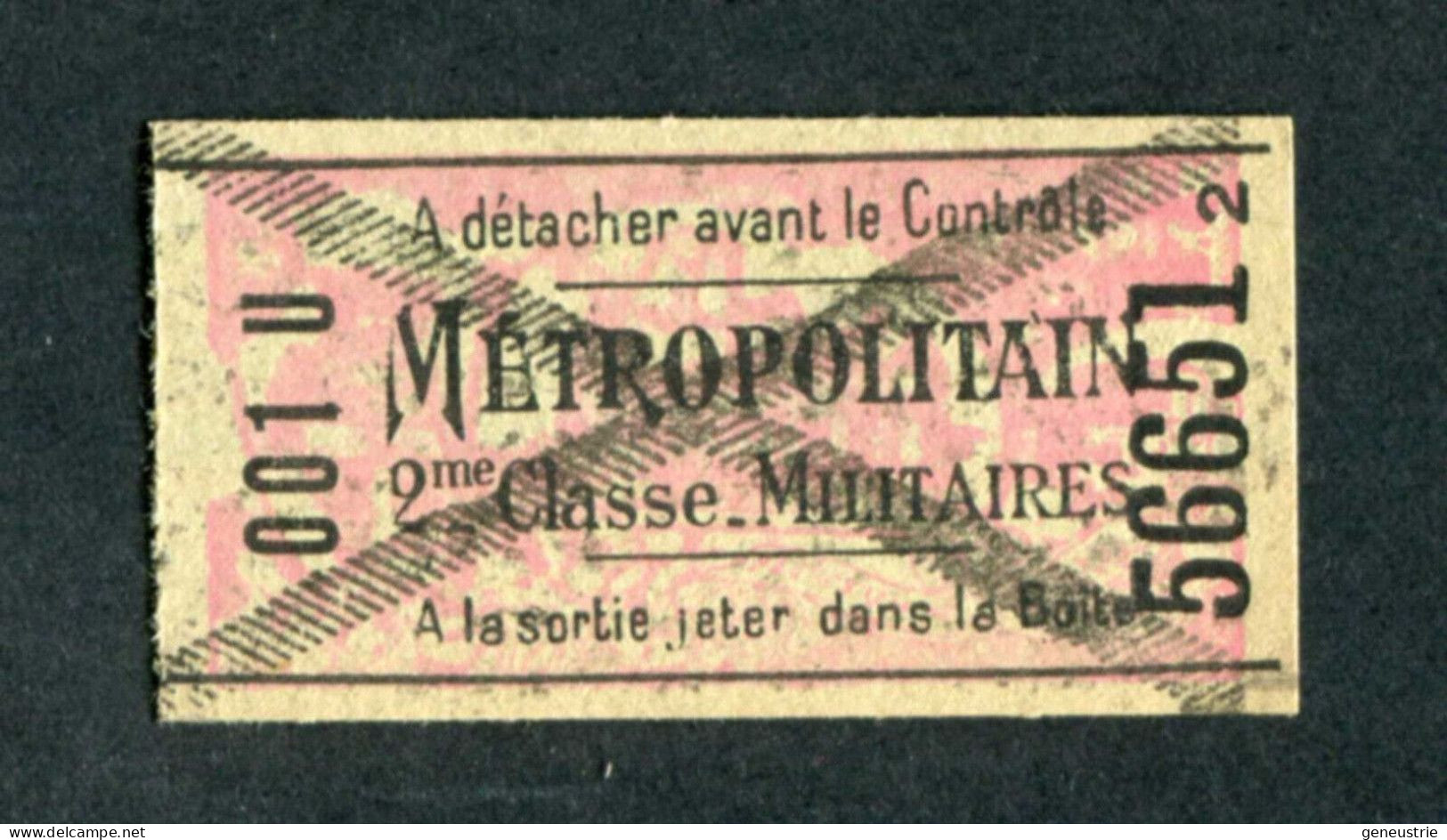 WW2 Ticket De Métro Militaire Période 1938/1940 - 2e Cl Neuf - Paris - WWII - Europa