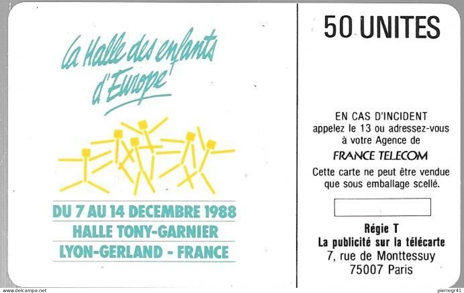 CARTE²°-PUCE-PUBLIC-F41-Avec Logement Puce-LYON-HALLE TONY-GARNIER-TBE NEUF/RARE - 1988