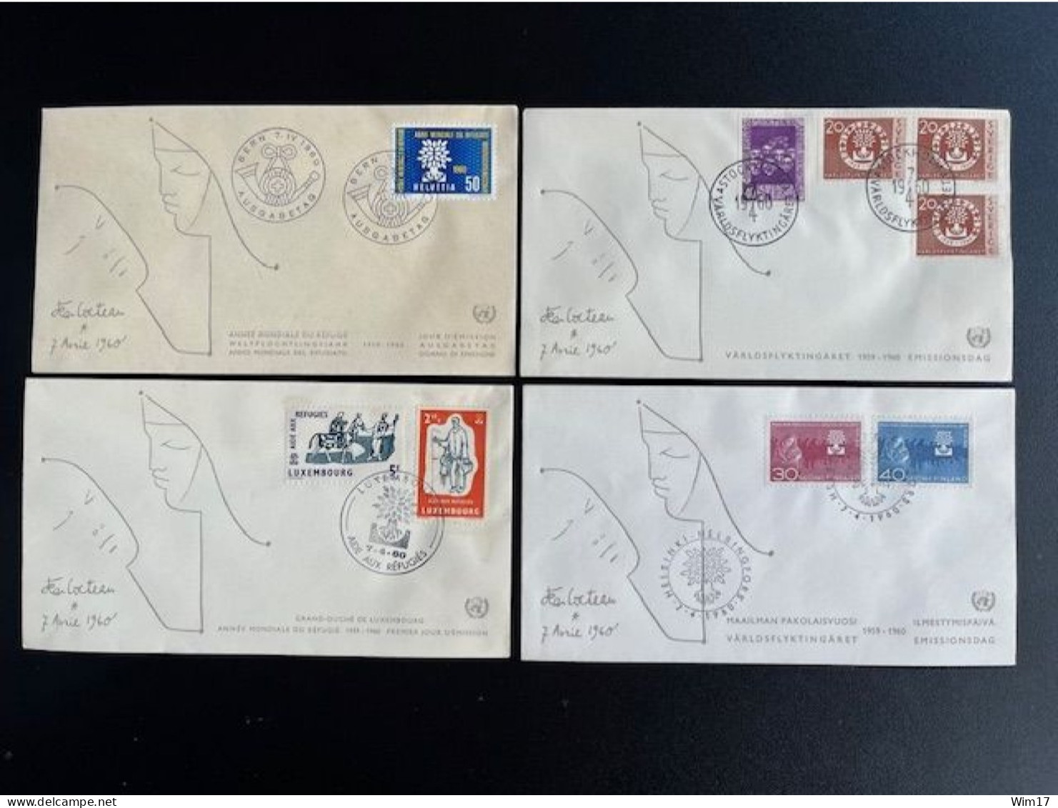 EUROPE 1960 LOT OF 12 FDC'S VARIOUS COUNTRIES UN WORLD REFUGEE YEAR