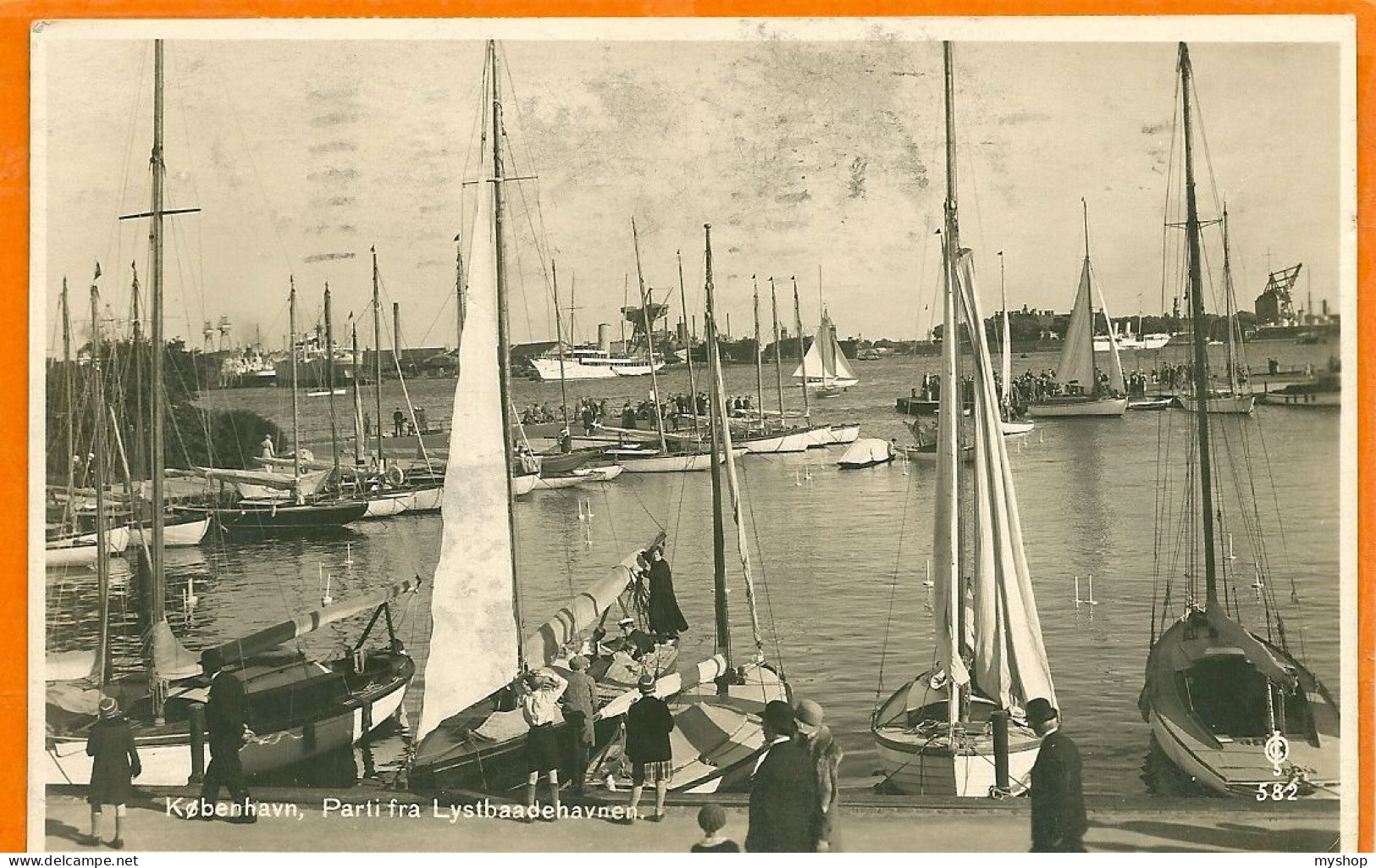 DK128, * KØBENHAVN LYSTBAADHAVNEN With MANY SAIL-SHIPS * SENT 1932 - Dinamarca