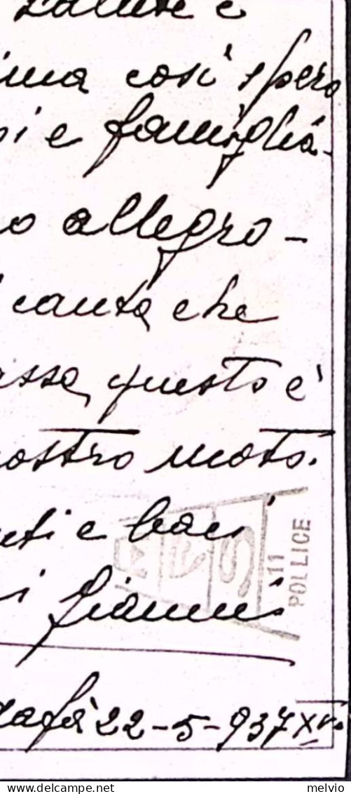 1936-Posta Militare/108N C.2 (25.6) Su Polizzino Vaglia Affrancato Eritrea PA. L - Erythrée