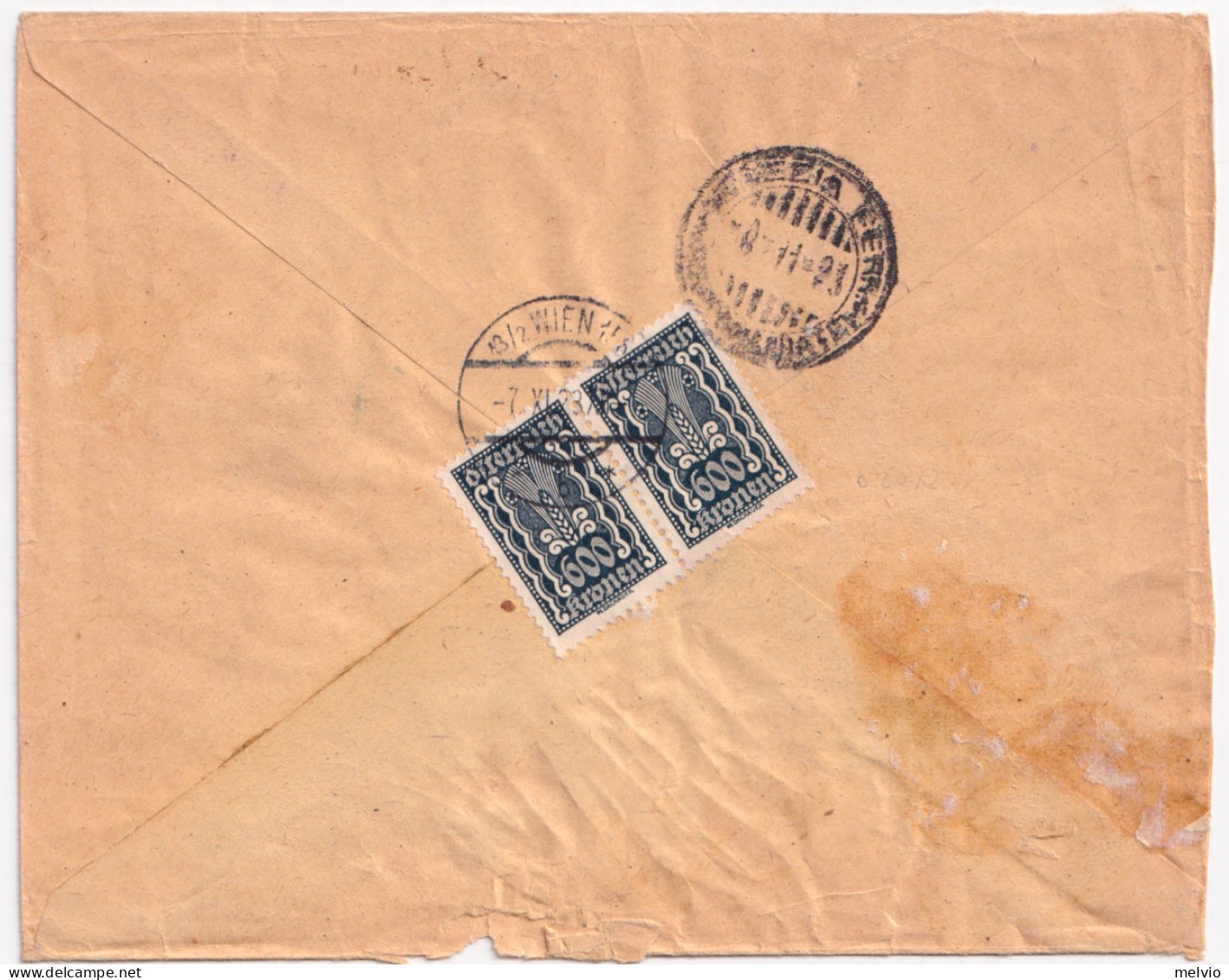 1923-AUSTRIA Simboli Kr.600, 1200 E 1600 + (al Verso) Coppia Kr. 600 (281+317+31 - Autres & Non Classés