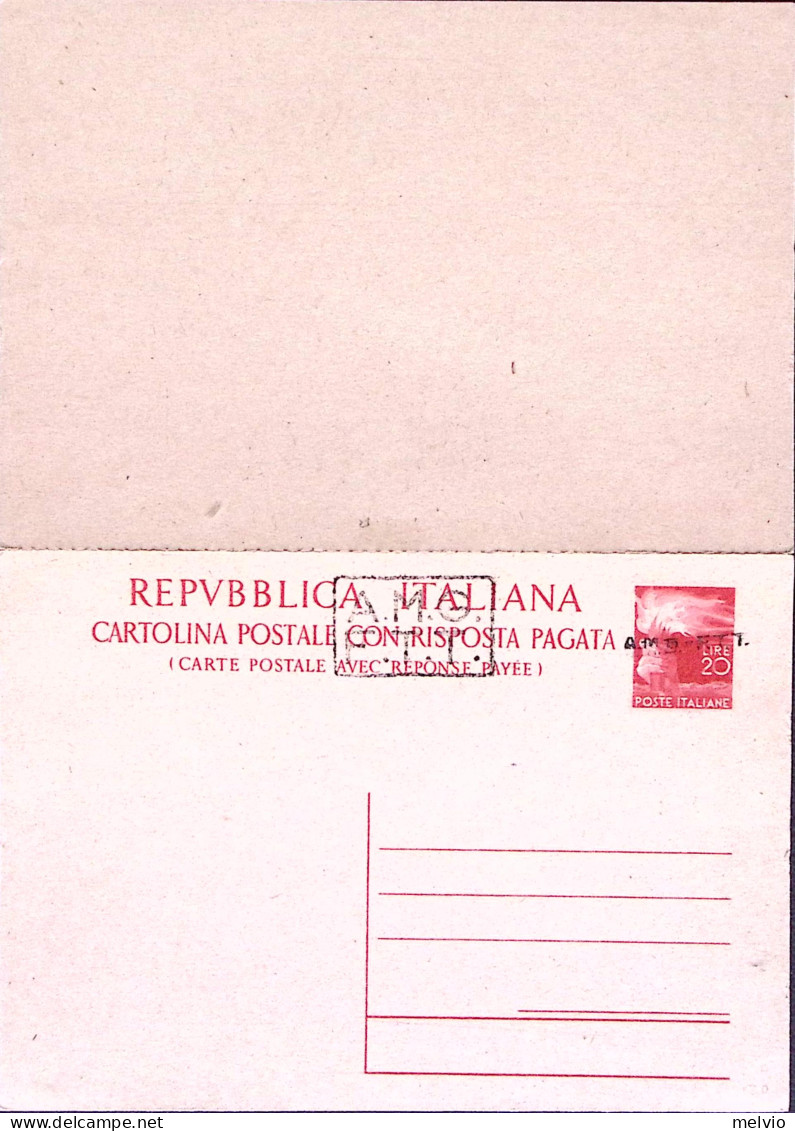 1947-AMG-FTT Cartolina Postale RP Democratica Lire 20+20 Soprastampato AMG-FTT S - Poststempel