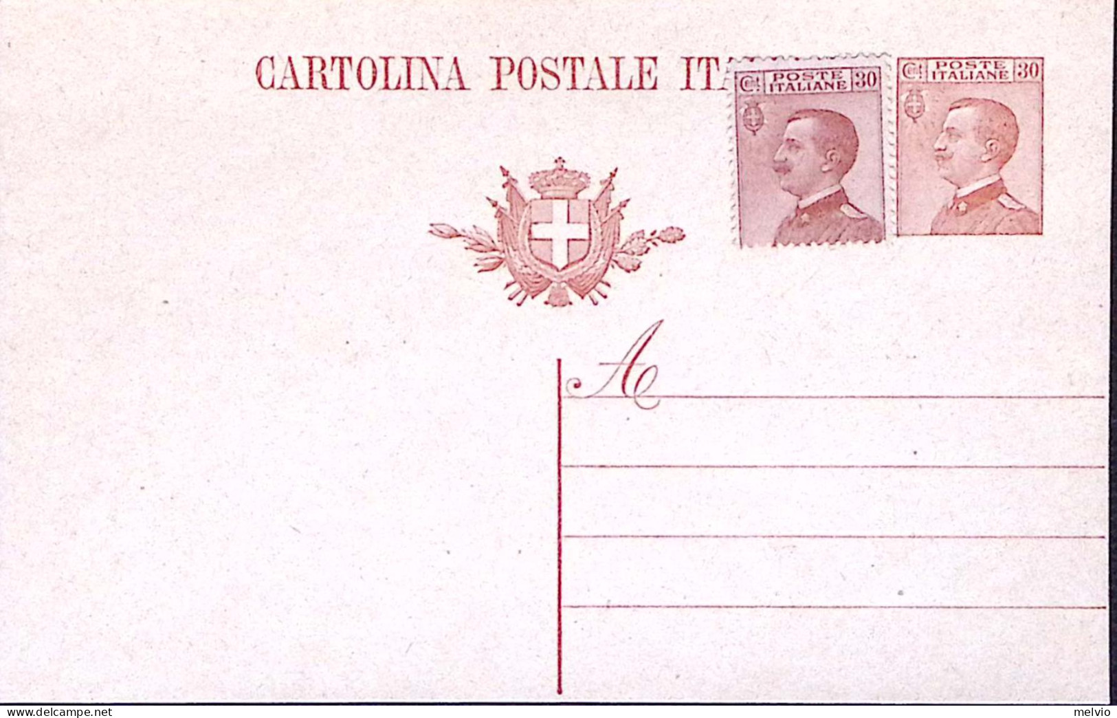 1923-Cartolina Postale Michetti C.30 Senza Millesimo Nuova Predisposta Con Aggiu - Entero Postal