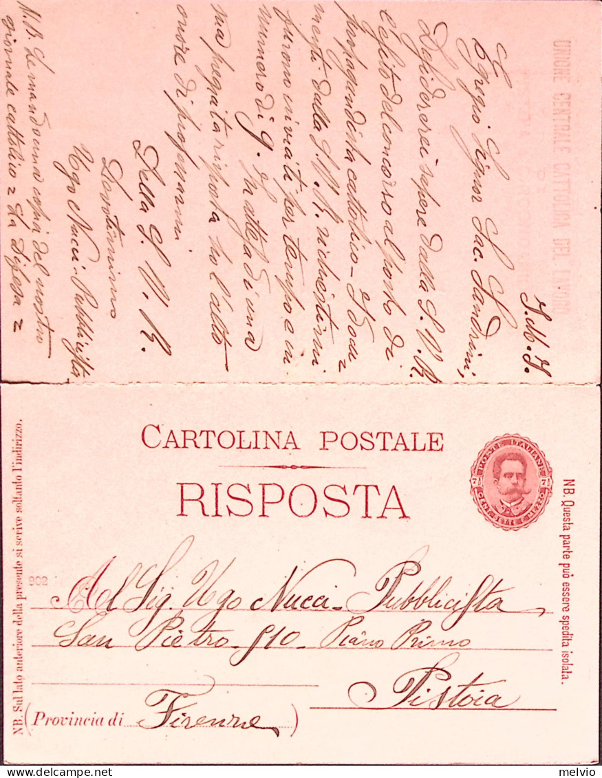1902-Cartolina Postale Umberto C.7,1/2+7,1/2 Mill.902 Viaggiata Con Parte Rispos - Postwaardestukken