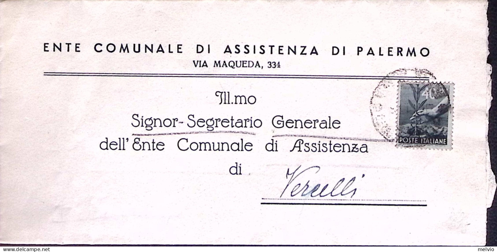 1945-Democratica C.40, Isolato Su Circolare Palermo (21.11) - Poststempel