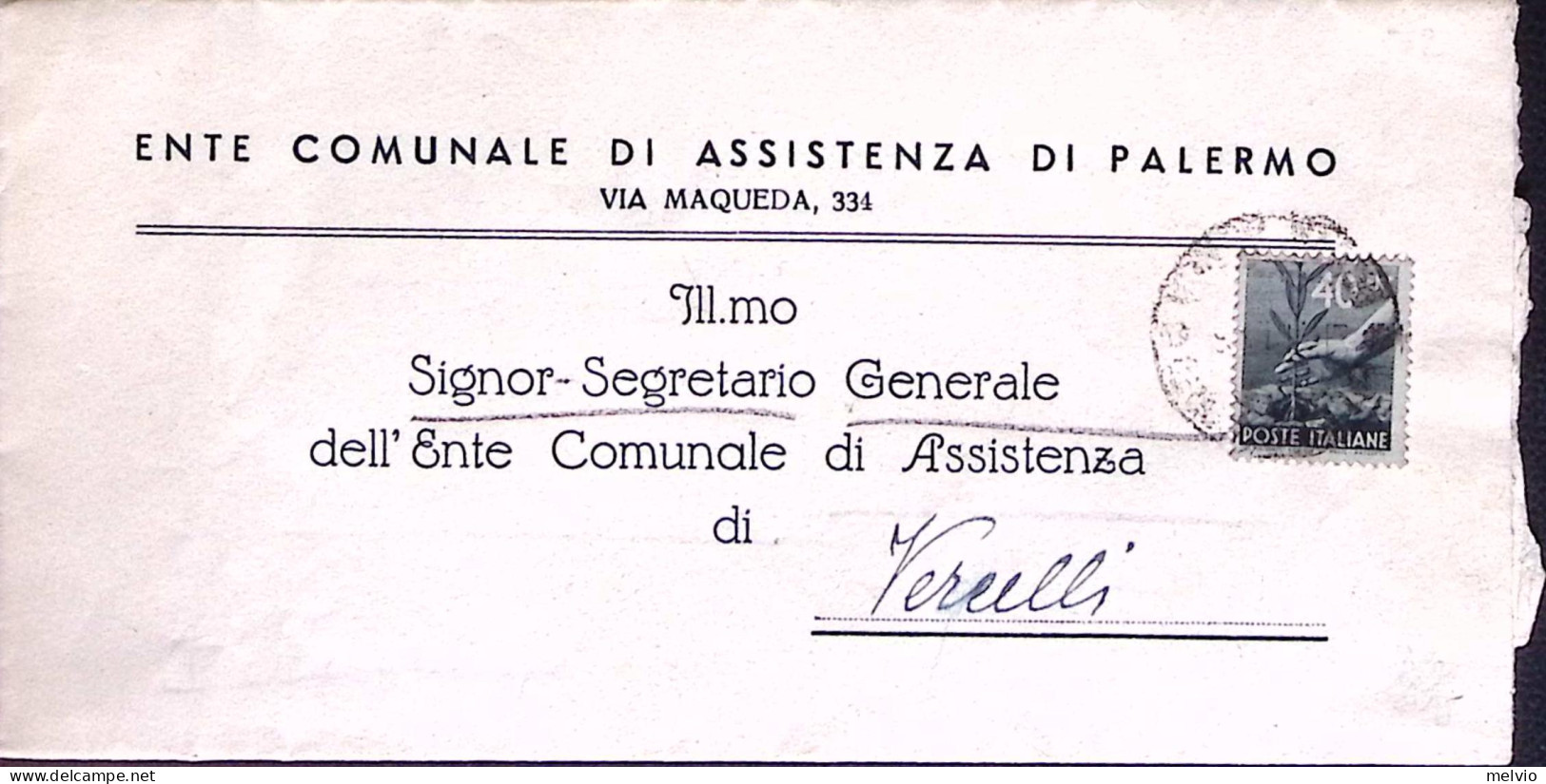 1945-Democratica C.40, Isolato Su Circolare Palermo (21.11) - Marcophilie