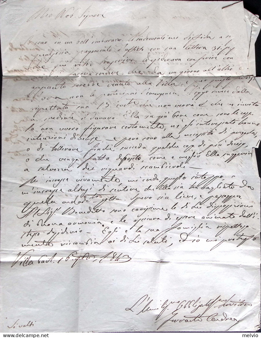 1843-LOMBARDO VENETO Legnago SD (17.11) Su Lettera Completa Di Testo - ...-1850 Préphilatélie